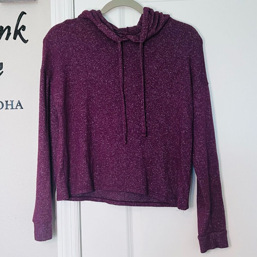 Hippie Rose Plum Long Sleeve Drawstring Juniors Hoodie XS